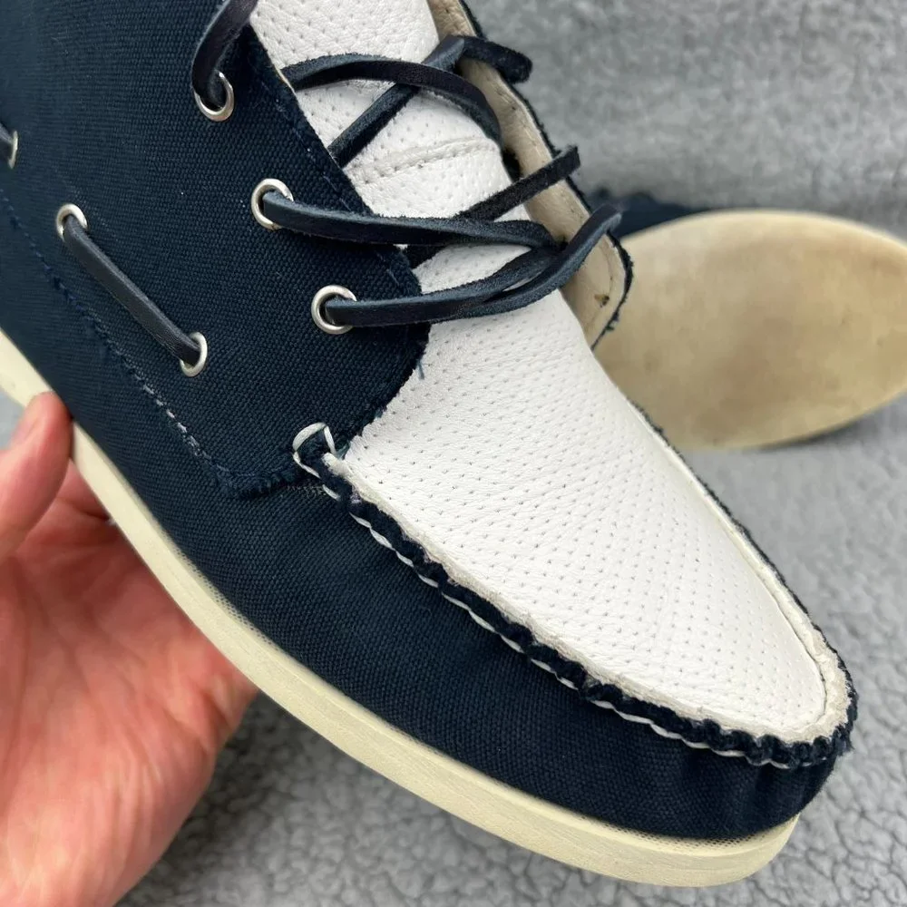 The Generic Man Boat Shoe Men 8 Navy Blue White Casual Dress Shoreman Mid Boot 4